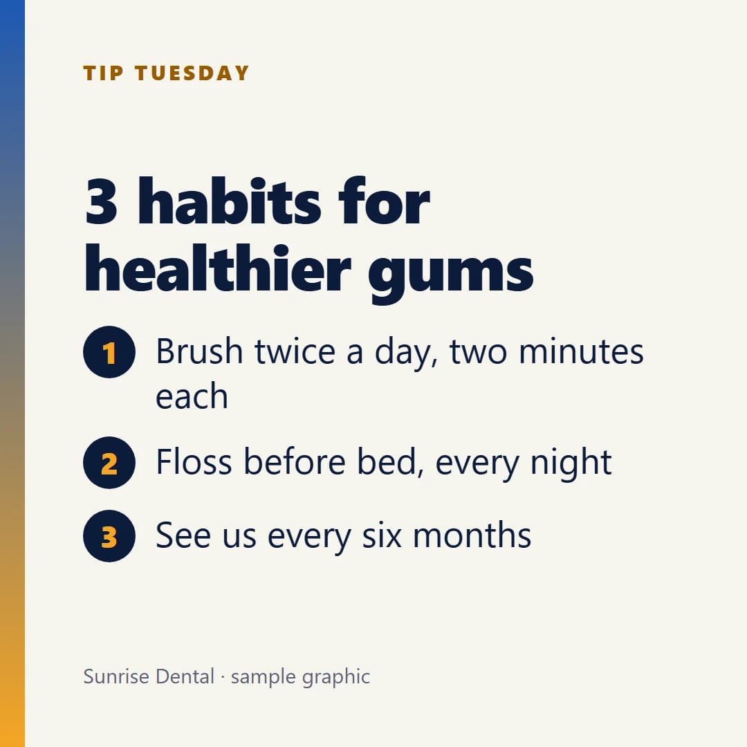 Sample social graphic: Three habits for healthier gums
